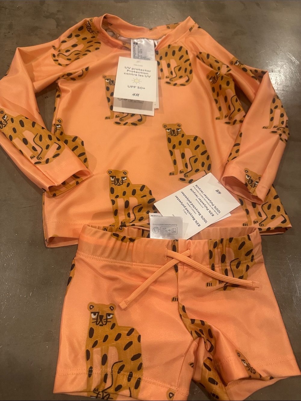 H&M Orange Leopard Print Rash Guard Swim Set - Picture 5 of 12